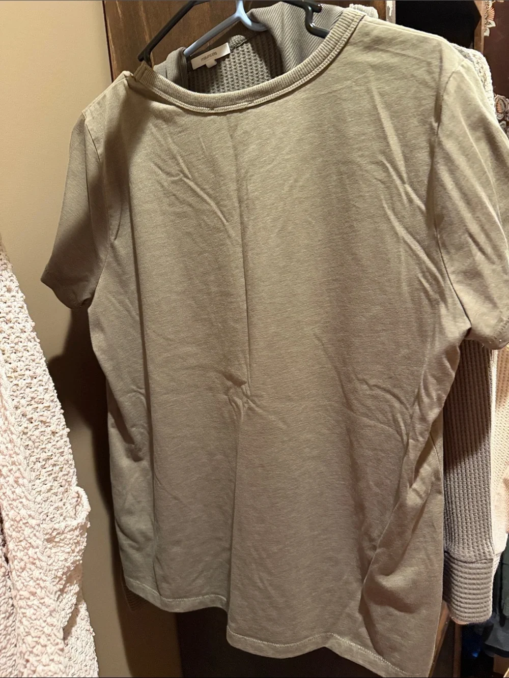 Maurices Olive Green Short Sleeve Tee with White & Yellow Fall Graphic